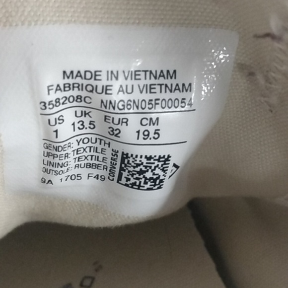 CONVERSE ALL ⭐ STAR Kid's Shoes Size 1 Gray with White - Picture 6 of 12